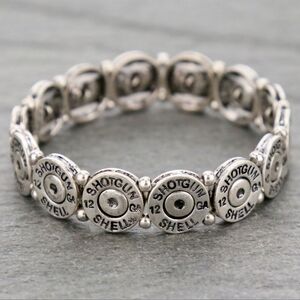 NWT Western Silver Shotgun shell stretch bracelet